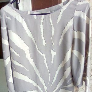 Loft Women's Gray and Cream Blouse. Flowy Style.